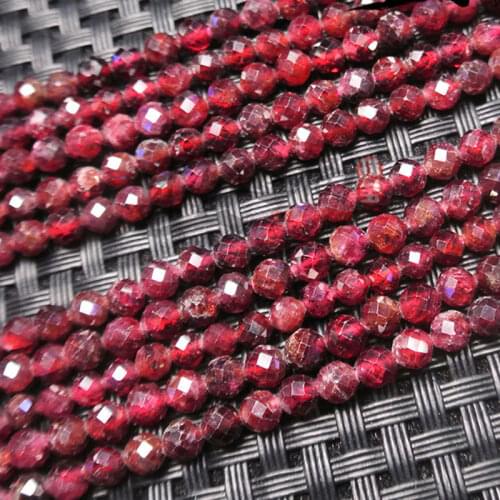 2/3/4mm Natural Red Garnet Stone Beads Faceted Spacer Tiny DIY Loose Beads For Jewelry Making beads Accessories 15'' Women Gift