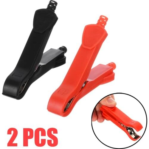 2Pcs 30A Steel Crocodile Clips Red/Black 90mm Low Voltage Wire Lead Test Removable Alligator Clips Electronic Accessories