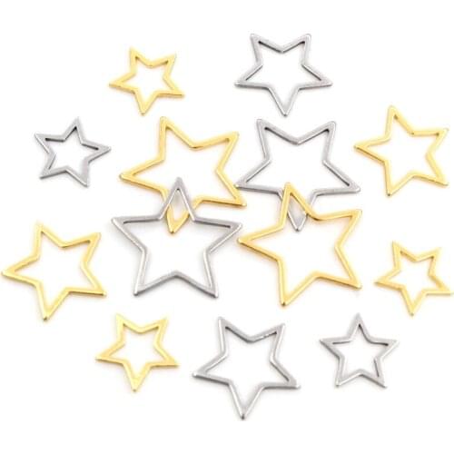 20pcs 3 Size Stars Charm Gold Stainless Steel Pendant Open Bezels Hollow Pressed Resin Frame Mold Bezel DIY Jewelry Making