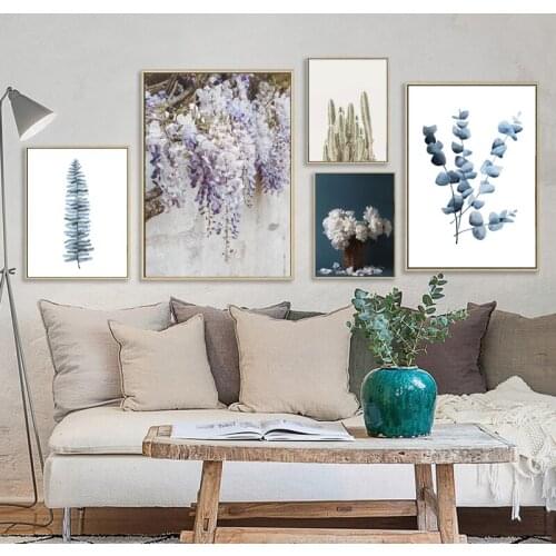 Watercolour Botanical Posters and Prints Homey Wall Art Canvas Painting Cactus Flowers Plants Pictures for Living Room Decor