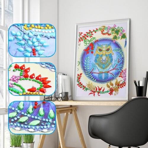 5D Flower Owl Special Shaped Diamond Painting DIY Part Drill Diamond Embroidery Crystal Rhinestone Cross Stitch Art Crafts Gift
