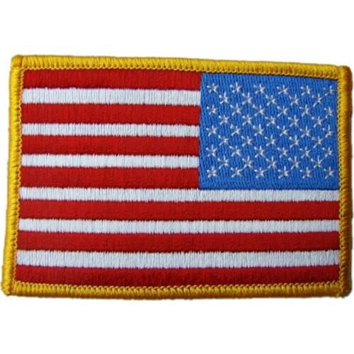 AMERICAN US FLAG ARMBAND EMBROIDERED INSIGNIA SHOULDER PATCH GOLD BORDER