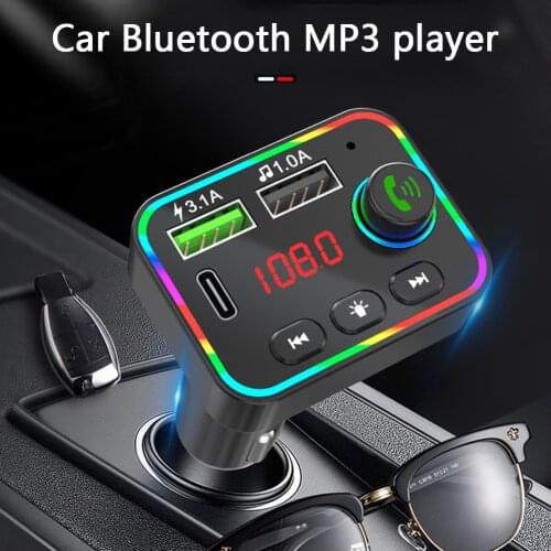 F4 Car Bluetooth FM Transmitter MP3 Player USB Charger with Colorful Backlight Dual USB Fast Charger Car Accessories