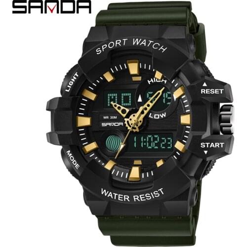 SANDA Luxury Mens Digital LED Watch Date Sport Men Outdoor Electronic Watch Casual Sport LED Wrist Watches relogio digital Clock
