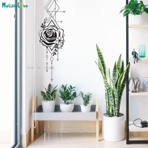 Geometric Rose Arrows Wall Sticker Unique Gift Vinyl Art Murals Living Room Bedroom Floral Removable Murals YT5097