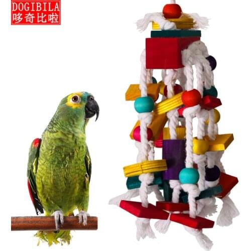 Bird Chewing Toy - Parrot Cage Bite Toys Wooden Block Bird Parrot Toys for Small and Medium Parrots and Birds