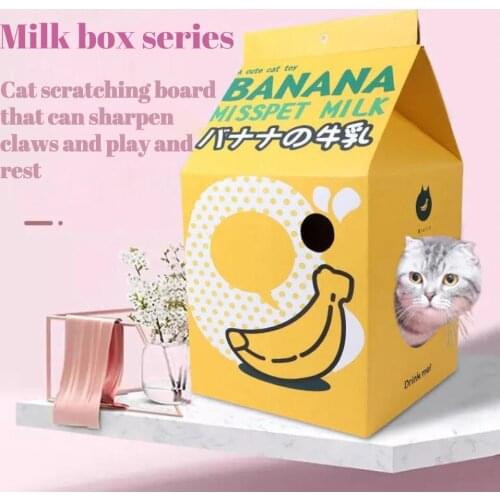 HiCoDo Pet Cardboard House Animal Corrugated Paper Pad Unique Style Cat Sleeping Bed Breathable Milk Box Kitten Scratch Nest