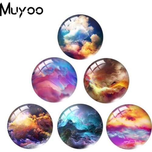 2019 New Colorful Clouds Glass Dome Cabochon Art Handmade Jewelry Round Photo Cabochons
