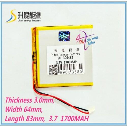 Liter energy battery 306483 3.7V 1700mah Lithium polymer Battery with Protection Board For MP4 DVD GPS Digital Product