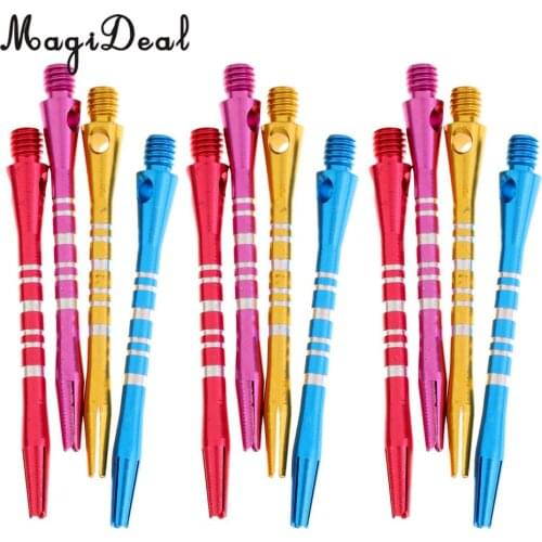 MagiDeal Alloy 12 Pcs 52mm Thread Alloy Re-Grooved Dart Stems Shafts Multi-color Indoor Games Dart Replacement Accessories