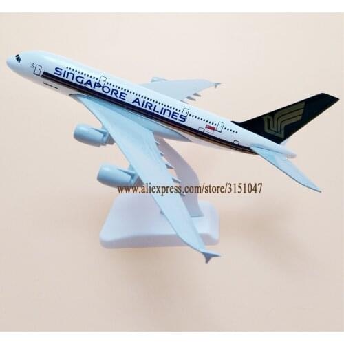 Alloy Metal Air SINGAPORE Airlines A380 Airplane Model SINGAPORE Airbus 380 Airways Plane Model Stand Aircraft Gifts 18cm