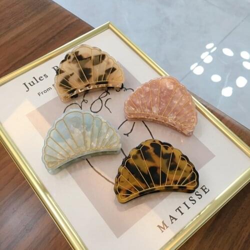 Fashion Leopard Woman Acetate Shell Shape Hair Crab Women Hair Clips Barrettes Hairgrip Hair Accessories For Girls Headwear