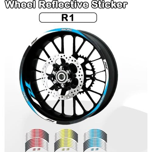 Motorcycle 12 Strips Sticker Decals Reflective Waterproof Wheel Decals For YAMAHA YZF R1 YZF-R1 R1M R1S 1999 -2020