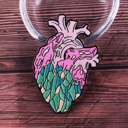 DIY Rock Heart Patch Iron On Patches Appliques On Clothes Stickers Hippie Patch Punk Style Biker Patch Matel Embroidery Patch