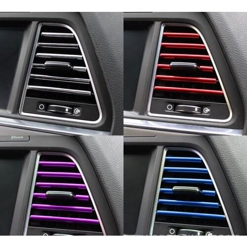 New 10 Pcs Car Accessories DIY Car Interior Air Conditioner Outlet Vent Grille Chrome Decoration Strip Silvery car styling