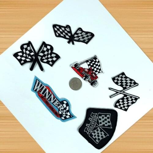 New Rock Motorcycle Iron on Patches for Clothes Embroidery Applique Cartoon Racing Flag Patch Jeans Iron Sticker for Kids Badges