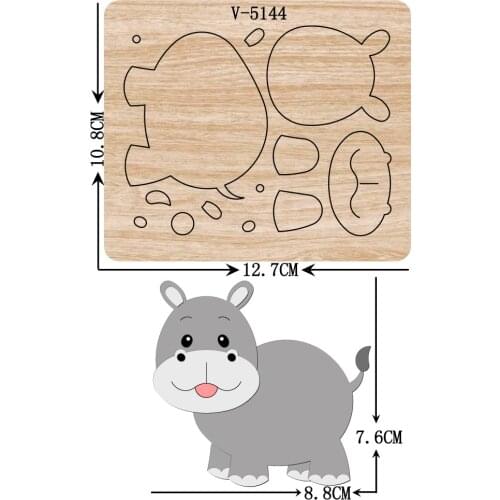New hippo wooden dies cutting dies for scrapbooking Multiple sizes V-5144