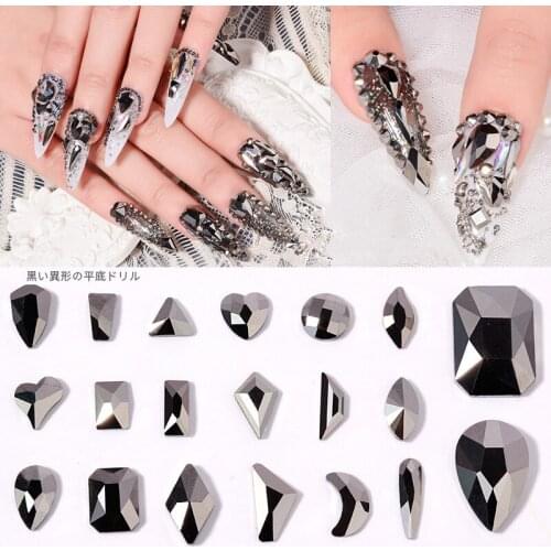 New 20 pcs/pack Shiny Jet Hematite 3D Nail Art Rhinestone Decorations Flatback Jewelry Diamonds Design Manicure Accessories