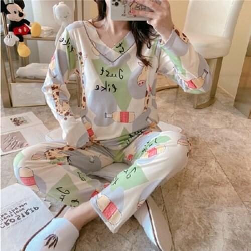 Autumn Maternity Pajamas Breastfeeding Pregnant Women Nursing Pajama Set Top Pants Sleepwear Pregnancy Nightgown Clothes