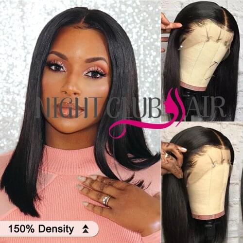 Short Lace Frontal Wig Invisible Lace Front Bob Wigs 100% Human Hair Straight Hair Closure Wig