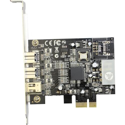 PCIe Combo 3 Ports 2x 1394B 9Pin + 1x 1394A 6Pin PCI-E Controller Card Adapter Expansion IEEE 1394 B+A for FireWire Computer PC