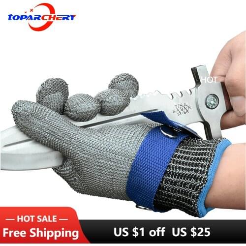 Anti-Cut Gloves Stainless Steel Gloves Food Processing Glass Cutting Guantes Corte Wearable Does Not Rust Cut Proof Gloves