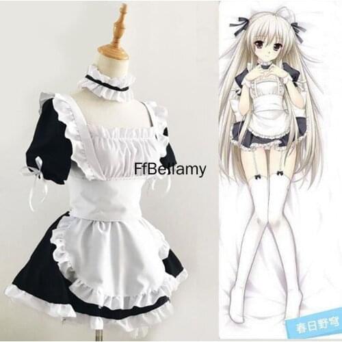 Maid Cosplay Dress Lolita Japanese Girls Sweet Lolita Dresses Anime Yosuga No Sora Kasugano Sora Cartoon S-3XL Sleeve Length(cm)