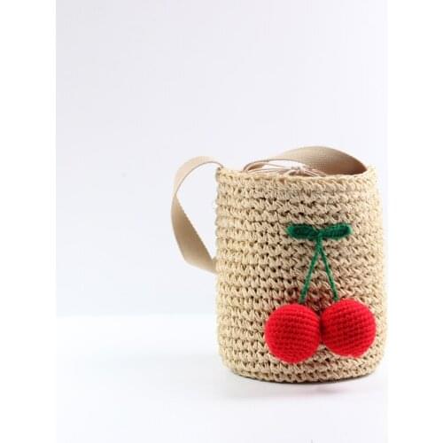 Beach Bag Straw Women Bucket Shape Handbag Female Shoulder Bag