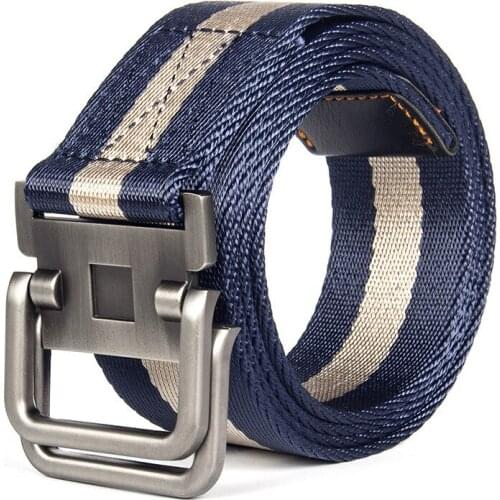 Alloy Double-ring Buckle Nylon Belt Tactical Outdoor Sports Belts Mens and Korean Version Woven Canvas Belts