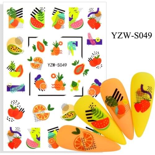 Self-adhesive 3D Stickers for Nails Sweet Fruit Line Strawberry Nail Art Decorations Autumn Fashion Sticker Women Girl Nail Foil