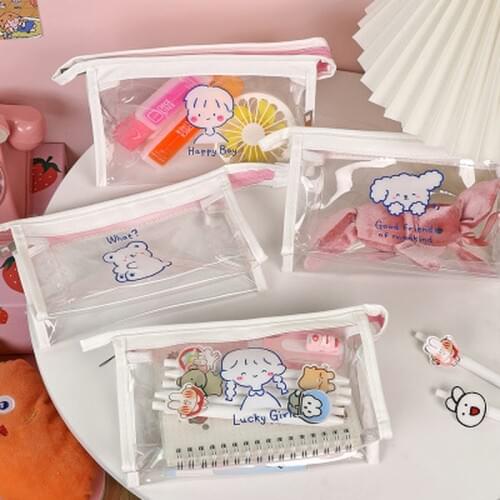 Bear File Bag Korean Stationery Kawaii Bag Novelty Cartoon Pencil Bag Creative Korean Pouch Kawaii Makeup Cute School Supplies