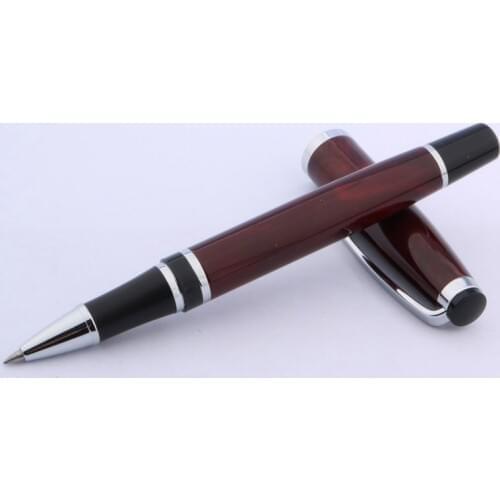 Baoer Slender dark red Silver accessories metal RollerBall Pen