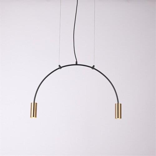 Creative Simple Restaurant Geometric Semicircle LED Pendant Light Iron Atmosphere Dinning Room Coffee Shop LED Lamp