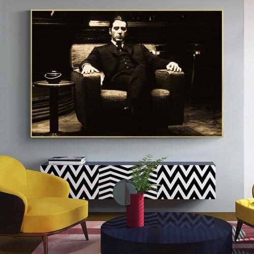 Movie Godfather Al Pacino Vintage Wall Posters and Prints Black and White Godfather Canvas Art Paintings for Living Room Decor