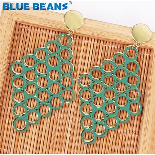 Jewelry rhombus Earrings For Women Fashion Drop Earring Metal Geometric Round hollow multicolor exaggeration Earrings Statement