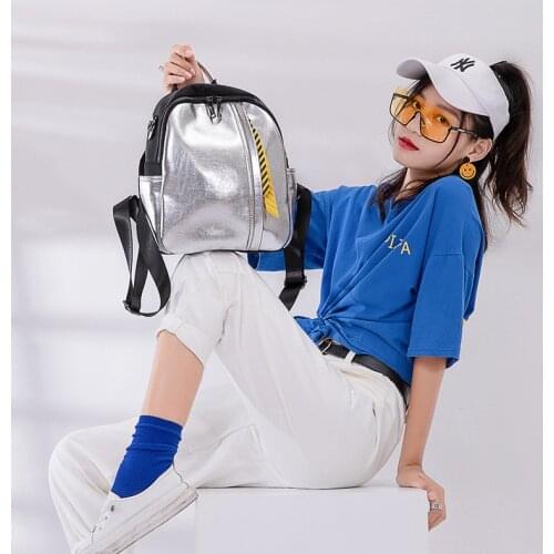 Womens bags 2021 fashion hip-hop Korean shoulder bag silver reflective dual-use multi-function trend backpack female backpack