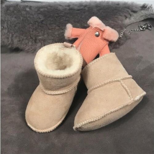 Winter Snow Boots for Baby Genuine Leather Sheep Fur Toddler Botas Infant Boots Boy Girls Bootie Kids Snowshoes Handmade 2019