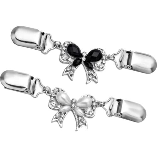 1 Pair Crystal Sweater Clips for Women Cardigans Shawl Dress Cloak Shirt Scarf Clasp Pin Fashion Jewelry