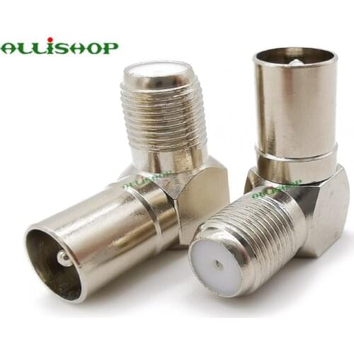 1Pcs F-Type Female to Male PAL RF Aerial Antenna Plug Right Angle Connector F Female to TV Male For TV Areal Satellite TV