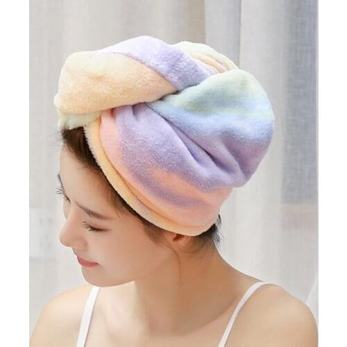 1PC Woman Shower Caps Towel Coral Fleece Hair Water Absorption Quick Drying Towel Hat Cap Quick Dry Turban