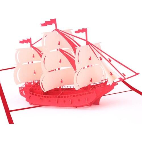10pcs Handmade Kirigami Origami Sailboat 3D Greeting Cards Invitation card For Christmas Wedding Birthday Party Gift