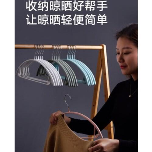 10pcs/lot Non-Slip Plastic Hanger Adult Space Saving Metal & Plastic Coating Clothes Hangers Laundry Rack