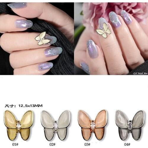 10Pcs Charm Zircon 3D Butterfly Nail Art Decorations Luxury Shiny Cat Eyes Crystal Stone Jewelry Manicure Design Accessories