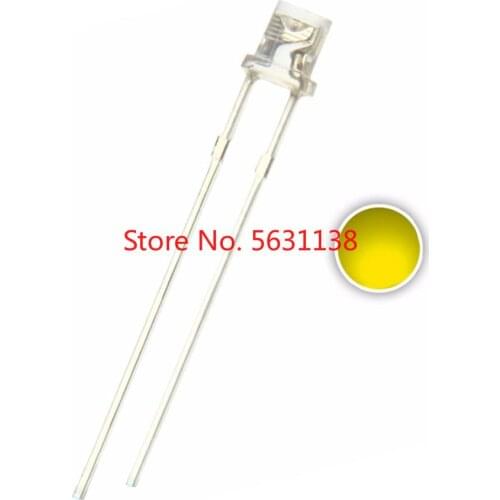 100pcs 3mm Yellow DIP LED chip Flat Top Water Clear F3 light beads 2V Lamp Wide Angle Bulb long legs leds Factory direct sales