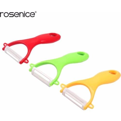 3Pcs 3 Colors Multifunctional Ceramic & PP Peeler Vegetable Fruit Peeler with Non-slip Comfortable Handle