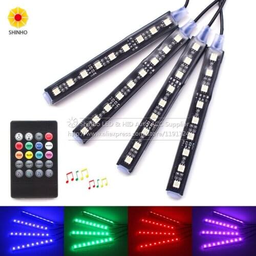 4pcs 36 SMD 7-Color RGB LED Knight Rider Sound Active Lighting Kit For Car Interior Light Atmosphere Lights