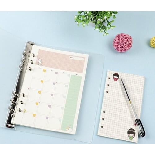 6 Holes Loose Leaf Notebook Spiral Planner Refill Inner Paper A5 A6 Pages Diary Weekly Monthly Plan To do List for school
