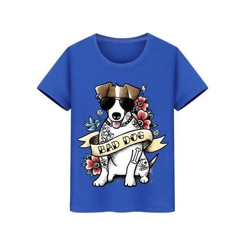 Boy Girl Blouse T-shirts terrier badass tattoo Tees Jack Russell Charming Floral kids Teeshirts Children Tshirt bad dog T Shirt