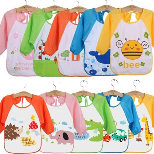Kid Waterproof Bibs Apron EVA Long Sleeve Children Feeding Smock Bib Eating Snacks Baby things Clothing Bavette Slabbetjes Slabb