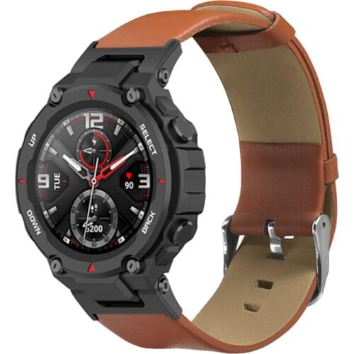 Double-sided First Layer Cowhide Watch Strap Wristband for Huami Amazfit T-Rex / T-Rex Pro